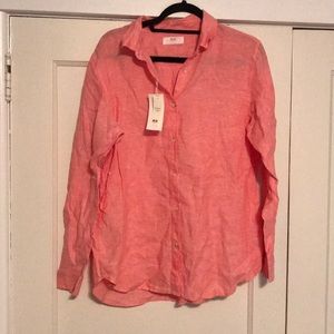 Light orange/pink linen collared shirt